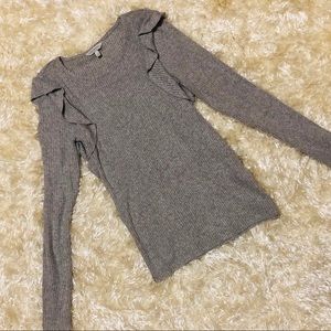 NWOT! LUCKY BRAND Long Sleeve Stretch Ruffle Top.